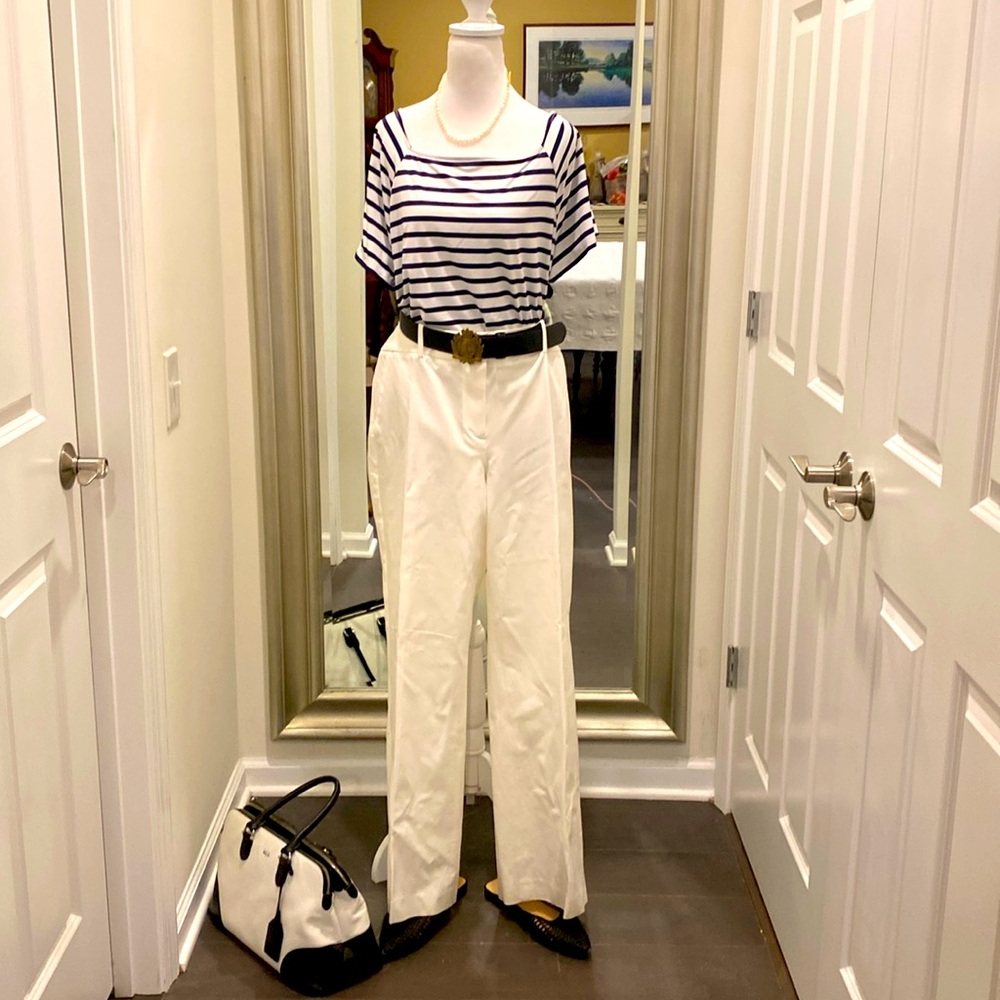 NWT Women's Talbots Newport trouser pants full length, white Sz 14